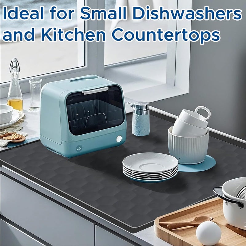 MiToBeLe Dishwasher Drain Pan Mat,24''x20'' Dishwasher Drip Tray with Raised Edge,Non-Slip Silicone Dishwashers Drain Pan Floor Mat,Anti-Leakage Dish Washer Tray for Mini Dish Washers( - Image 4